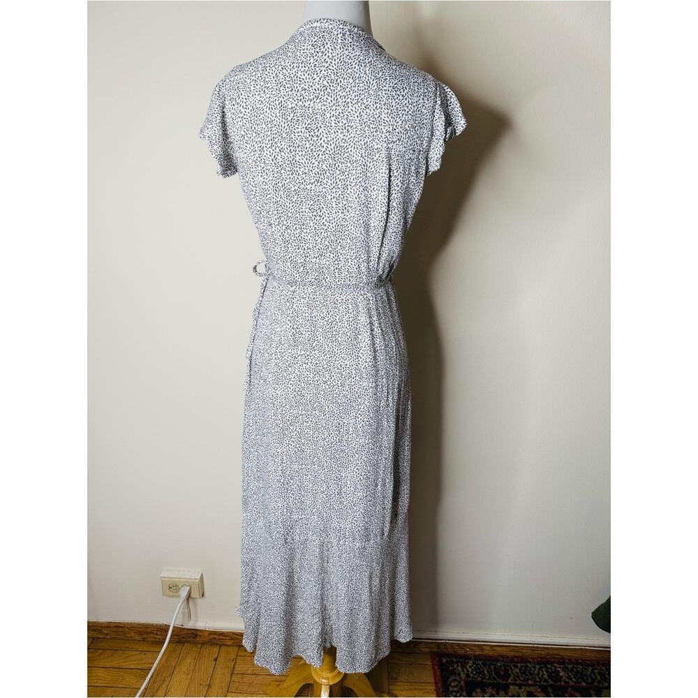 Abercrombie White and Black Print Asymmetrical Wrap Maxi Dress - Picture 6 of 6